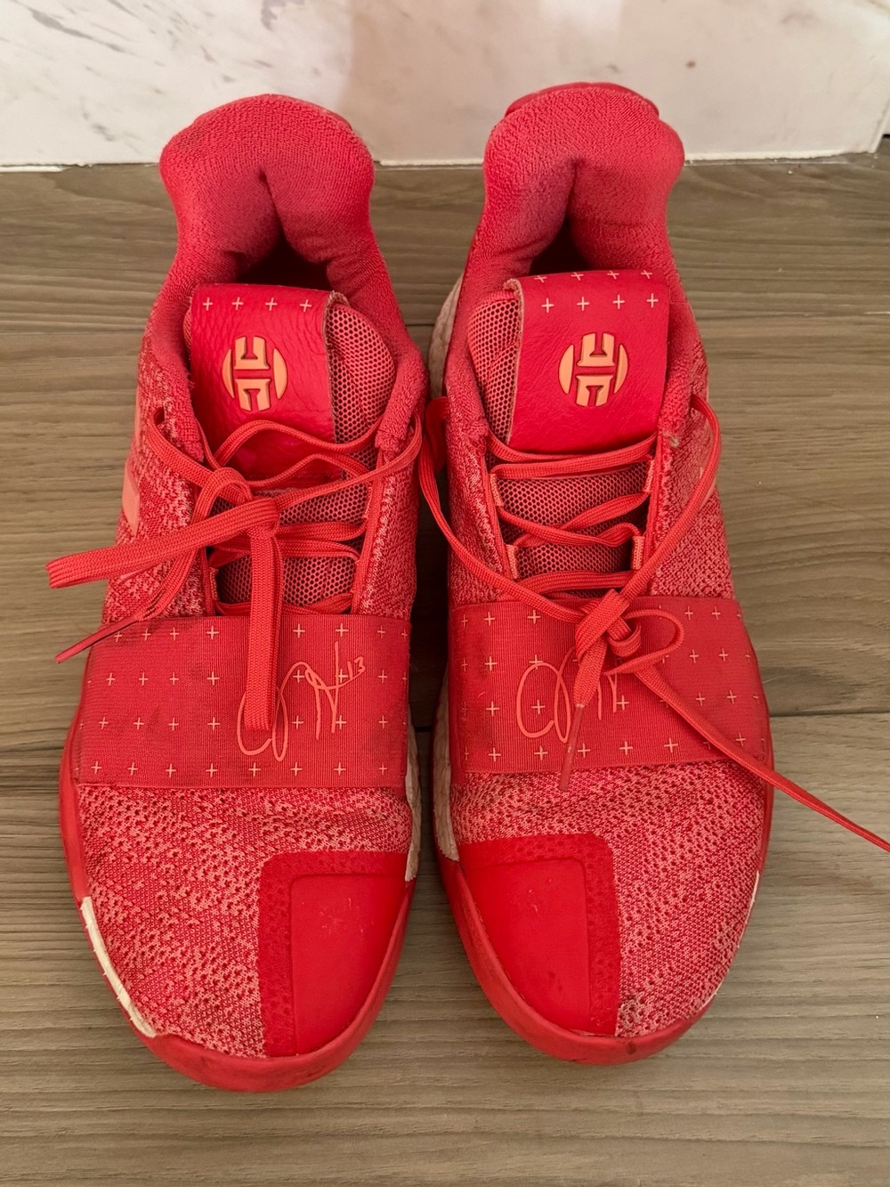 ADIDAS Mens Sz 9 James Harden Vol 3 Boost “Lucky” Basketball Sneakers Red/Coral